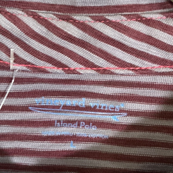 Vineyard Vines Maroon and Navy Striped Short-Sleeve Polo - Picture 3 of 9